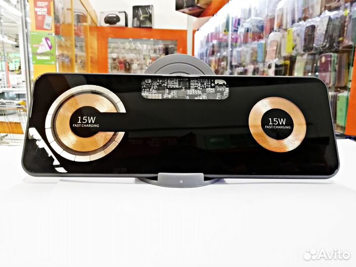 Зарядка магнитная MagSafe Dual 15W на 2 телефона