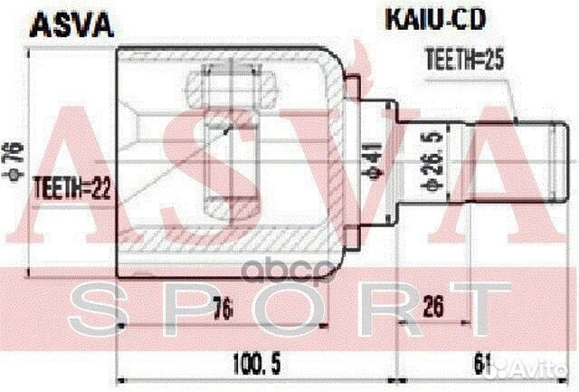 Шрус внутренний 22x41x25 kaiucd asva