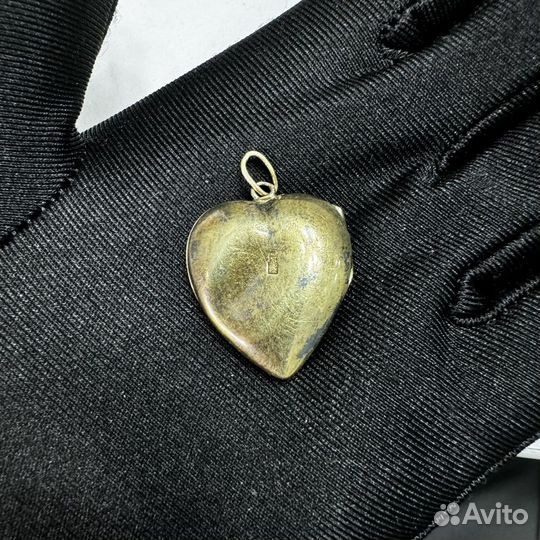Медальон кулон серебро 875 проба сердце кулон СССР