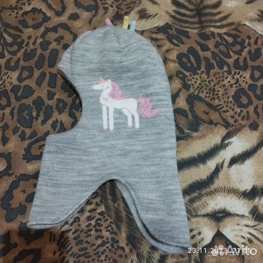 Шапка шлем для девочки 50 52 серая продана