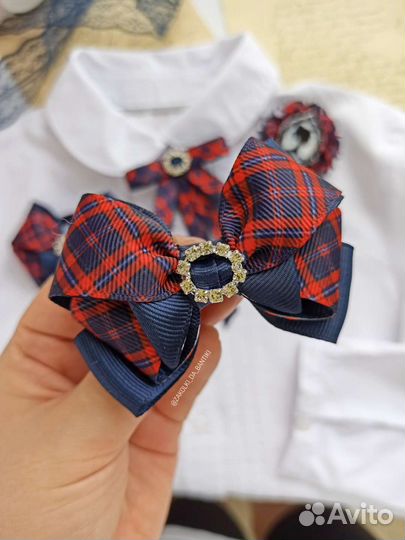 Школьные бантик,бантики в клетку,резинки для волос