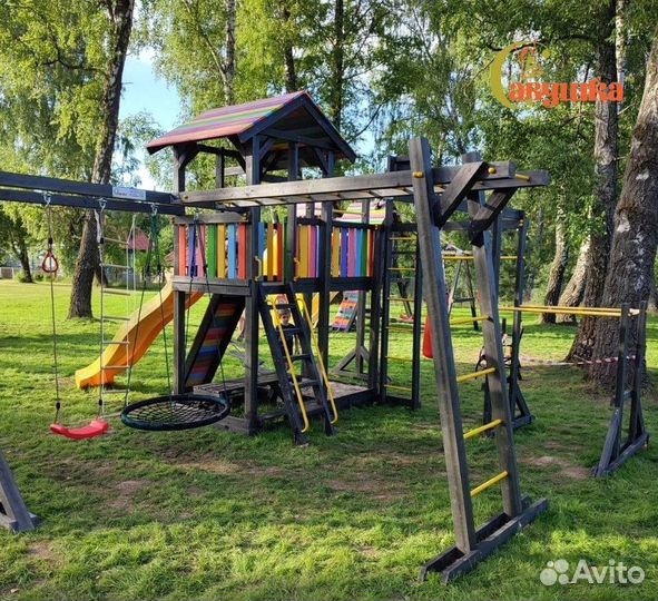 Игровая площадка для дачи с горкой и качелями