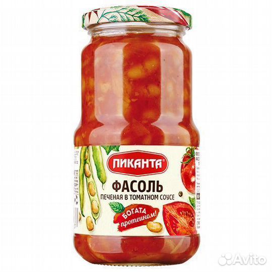 Фасоль Пиканта печёная в томатном соусе 530 г