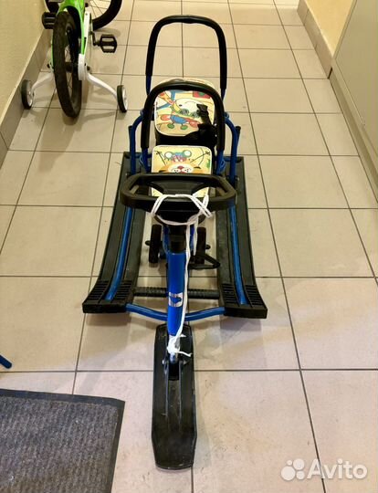 Снегокат с колесами для двоих