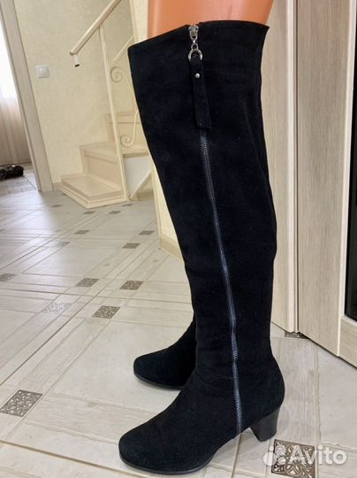 Ботфорты зимние замшевые