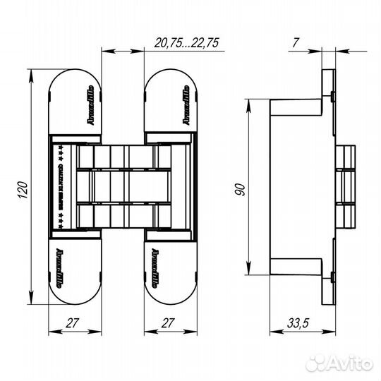 Петля Armadillo U3D7000 SC (12060UN3D) мат. хром t