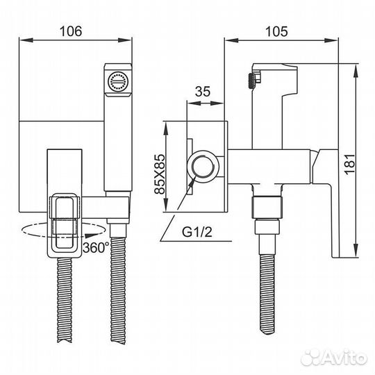 Смеситель с гигиеническим душем Gappo G7217-13