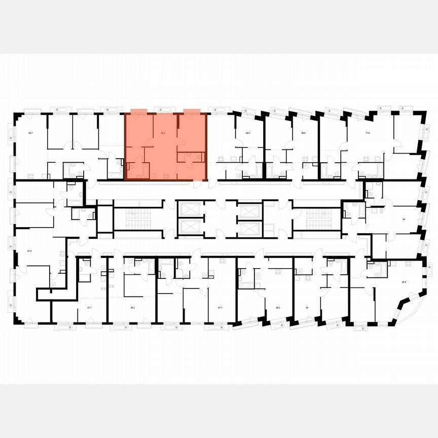 2-к. квартира, 58,2 м², 6/18 эт.