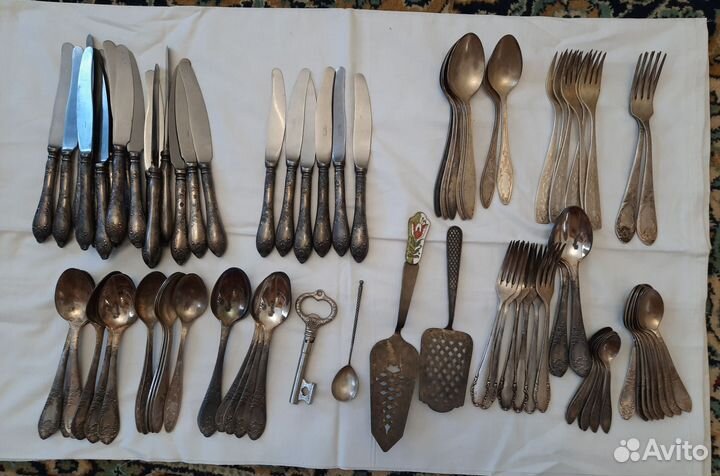 Ложки, ножи, вилки наборы мельхиоровые