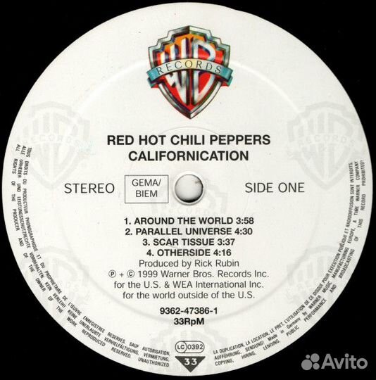Виниловая пластинка Red Hot Chili Peppers californ
