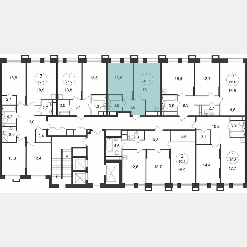 1-к. квартира, 40,2 м², 7/20 эт.