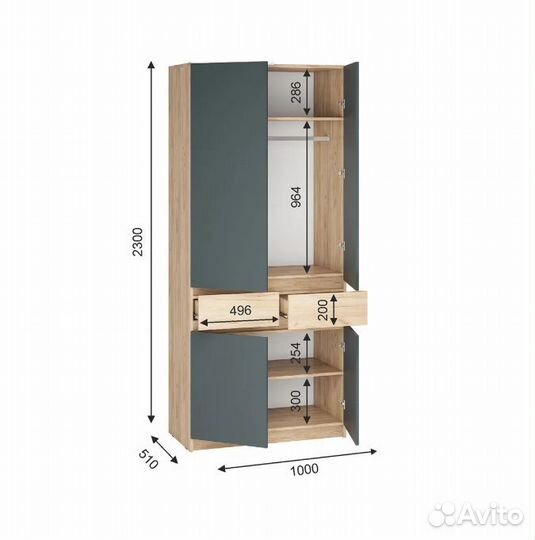 Шкаф Стоуби Серый графит 1м