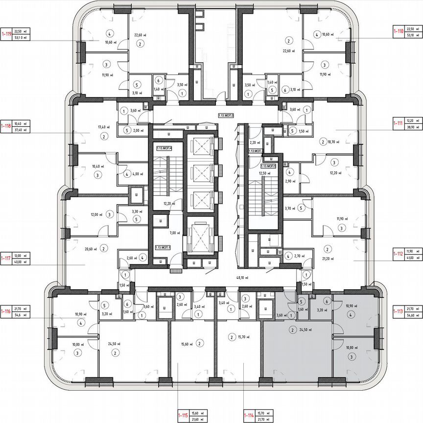 2-к. квартира, 53,3 м², 13/53 эт.