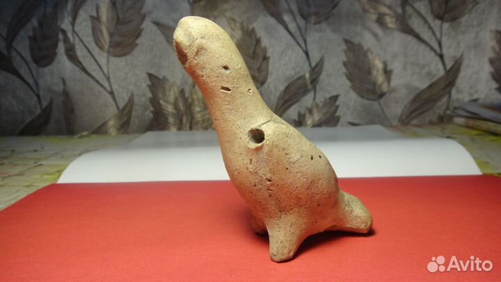 Старинная глиняная свистулька,птичка.Оригинал