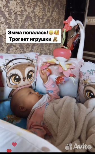 Бортики 12 падушек в детскую кроватку для девочки