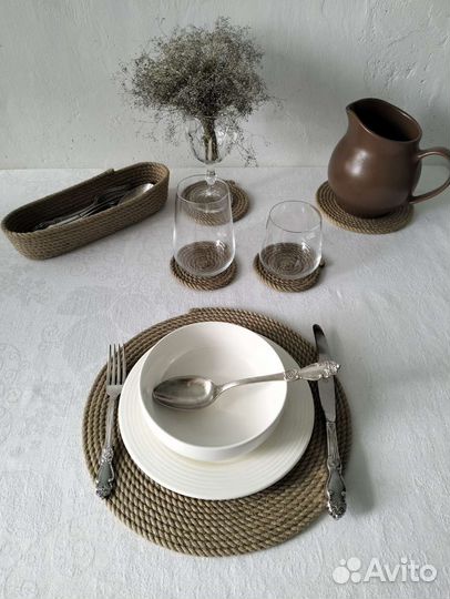 Подставки из джута под кружки, бокалы