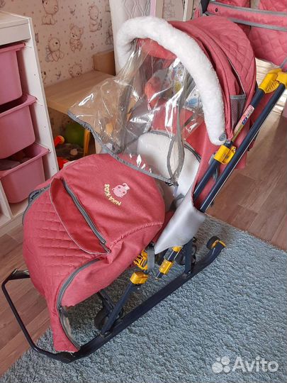 Детские зимние санки на колесах