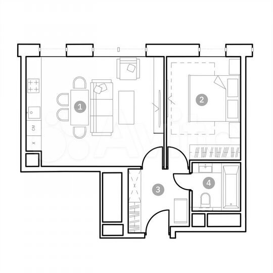 2-к. апартаменты, 44,3 м², 5/20 эт.