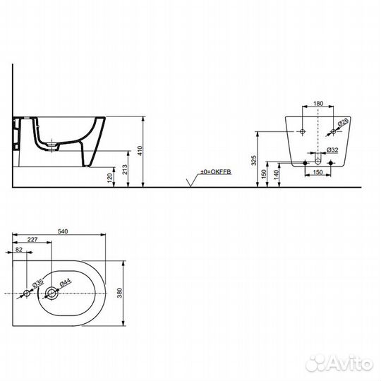 Биде подвесное RP toto B552E#XW