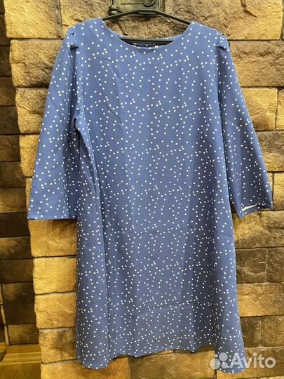 Платье в горошек 54 индиго