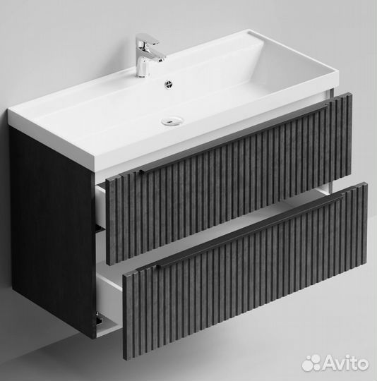 Тумба с раковиной Дольчи 100см подвесной, Серый ка