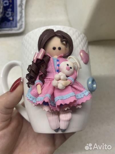 Кружки с декором из полимерной глины