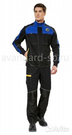 Куртка мужская старт (цв.черн. с василь.отд) (р.48