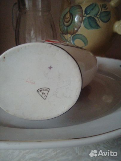 Блюдо фарфор СССР Дулево и кувшин Кжель