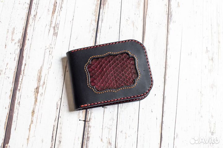Кошелек мужской со вставкой кожи змеи