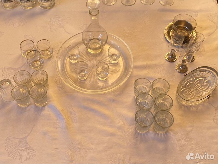 Посуда ссср, хрусталь, фужеры, стопки, вазы, штоф