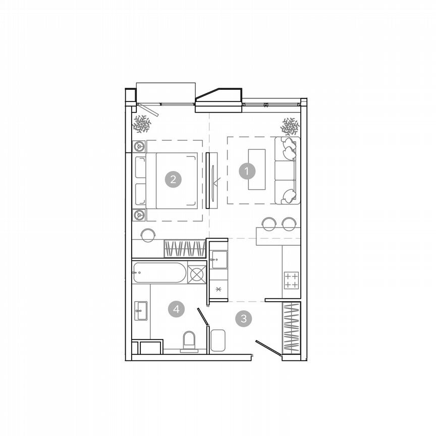 2-к. квартира, 40,5 м², 5/17 эт.
