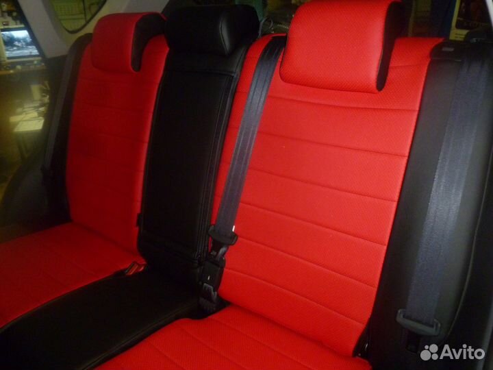 Авточехлы для Citroen C4 II седан (2013+) чёр-крас