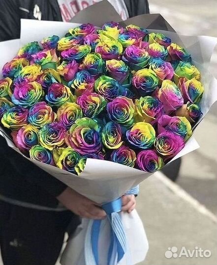 Радужные розы Букеты доставка