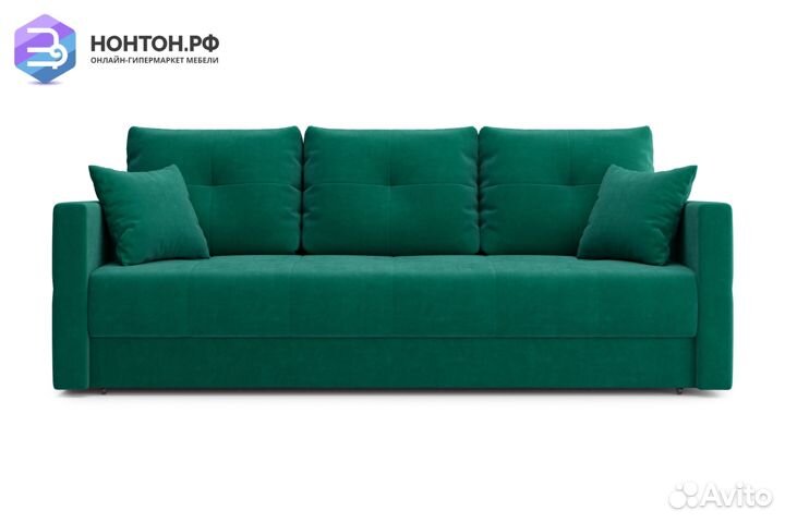 Диван еврокнижка Вита 3-х местный изумрудный