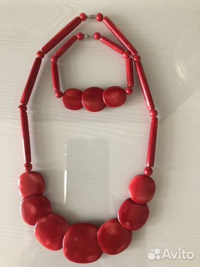 Колье и браслет из натурального камня