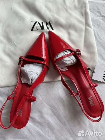 Туфли слингбэки Zara красные, черные 35-42