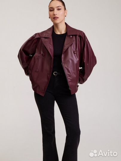 Кожаная куртка бомбер бордовая to be blossom M