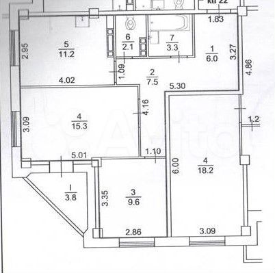 2-к. квартира, 55 м², 3/15 эт.