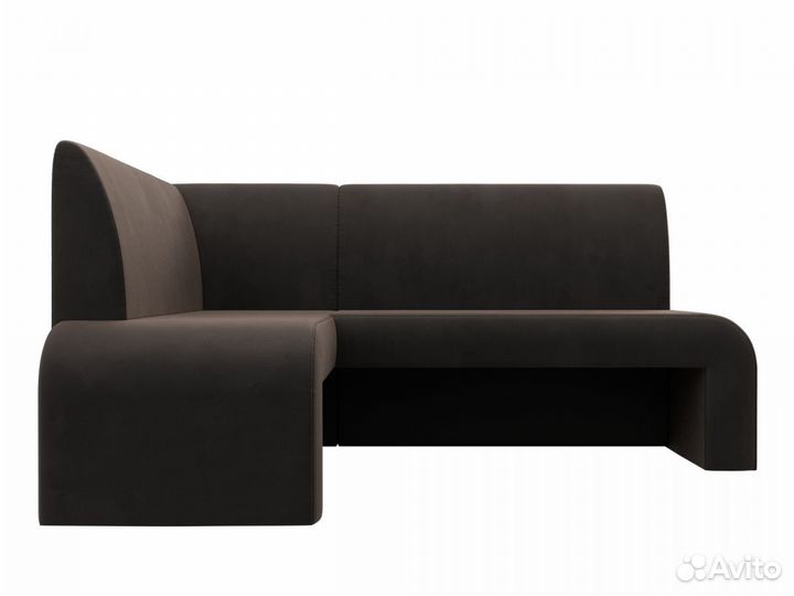 Диван кухонный угловой Кармен левый угол, велюр, коричневый
