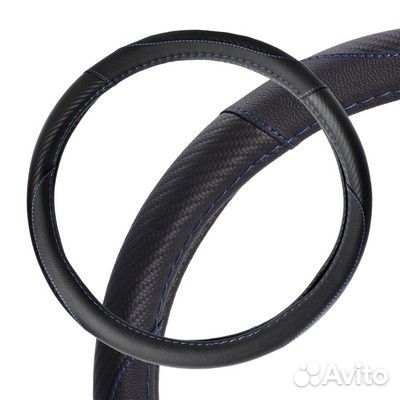 Оплетка на руль, искусст. кожа, текстура карбон, ч
