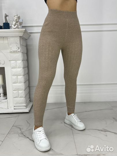 Леггинсы в рубчик теплые