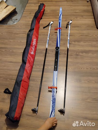 Лыжи беговые, палки, чехол на лыжи, ботинки д/лыж