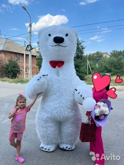 Аренда костюма большого белого Мишки