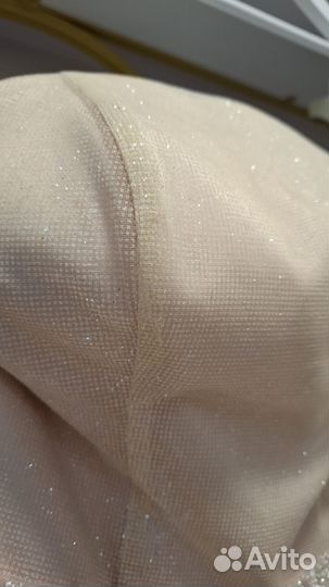 Бежевое блестящее выпускное платье мини 44 размер