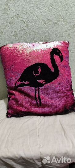 Подушка фламинго переливающияся