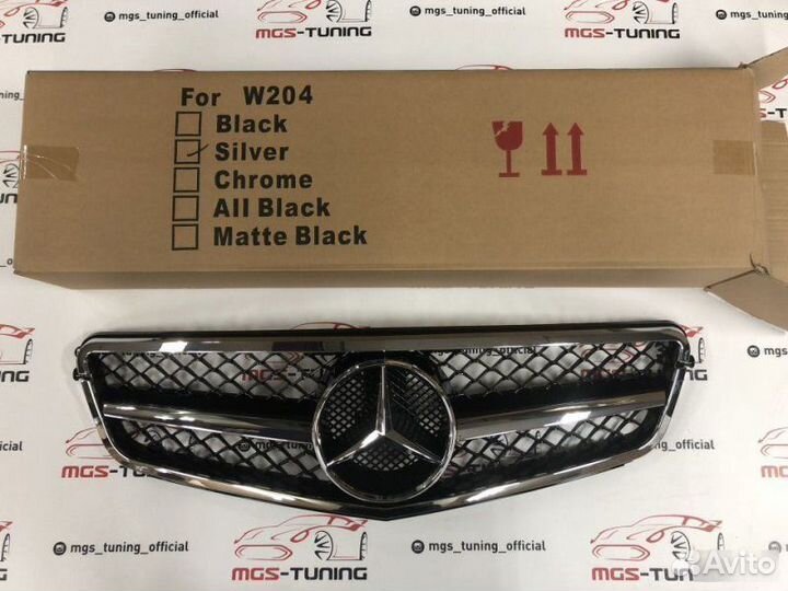 Решетка Mercedes в стиле С63 W204 хром 1 полоса
