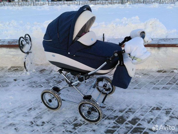 Коляска 2 в 1 Roan Emma хром синий