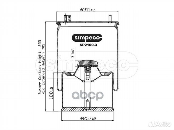 Пневморессора (со стальным стаканом) HCV SP2100