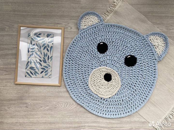 Детский вязаный коврик Мишка
