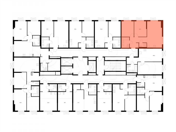 2-к. квартира, 54,3 м², 2/25 эт.